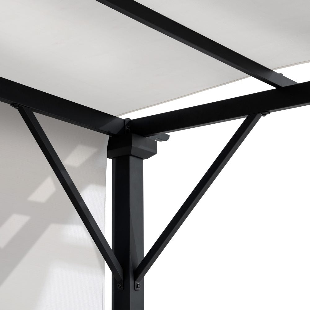 SUNJOY 9x9 Matte Black Steel Frame Pergola with Adjustable Canopy Roof