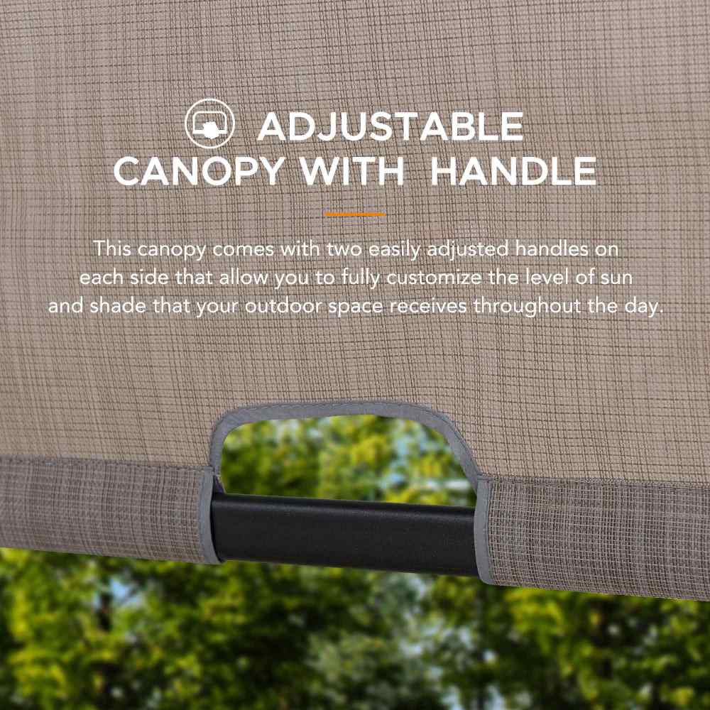 SUNJOY Outdoor Patio 11x11 Modern Metal Pergola Kit with Natural Wood Looking Finish and Tan Adjustable Canopy