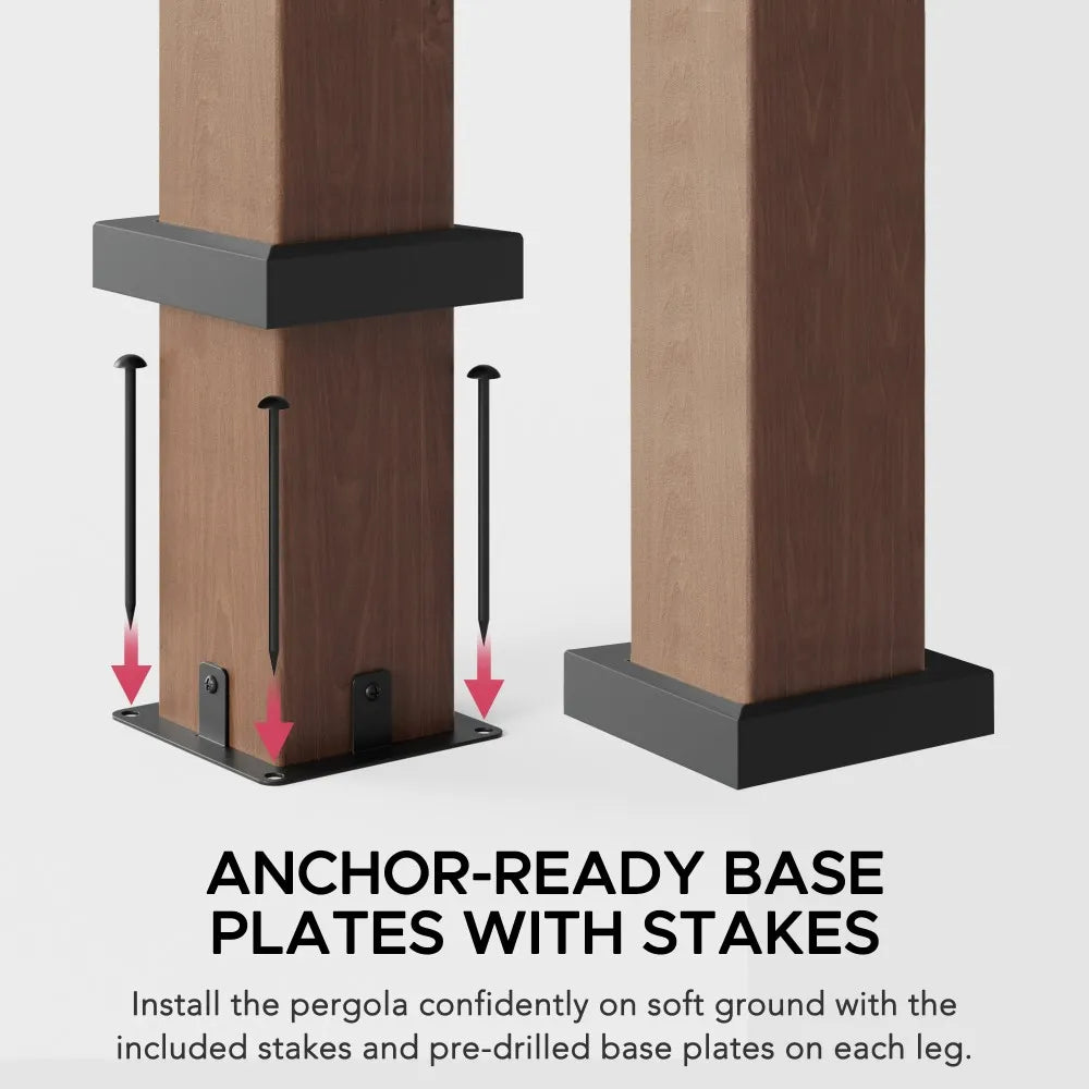 SUNJOY 11x11 Metal Pergola with Roof and Sliding Canopy – Outdoor Garden Pergola with Solar Lights