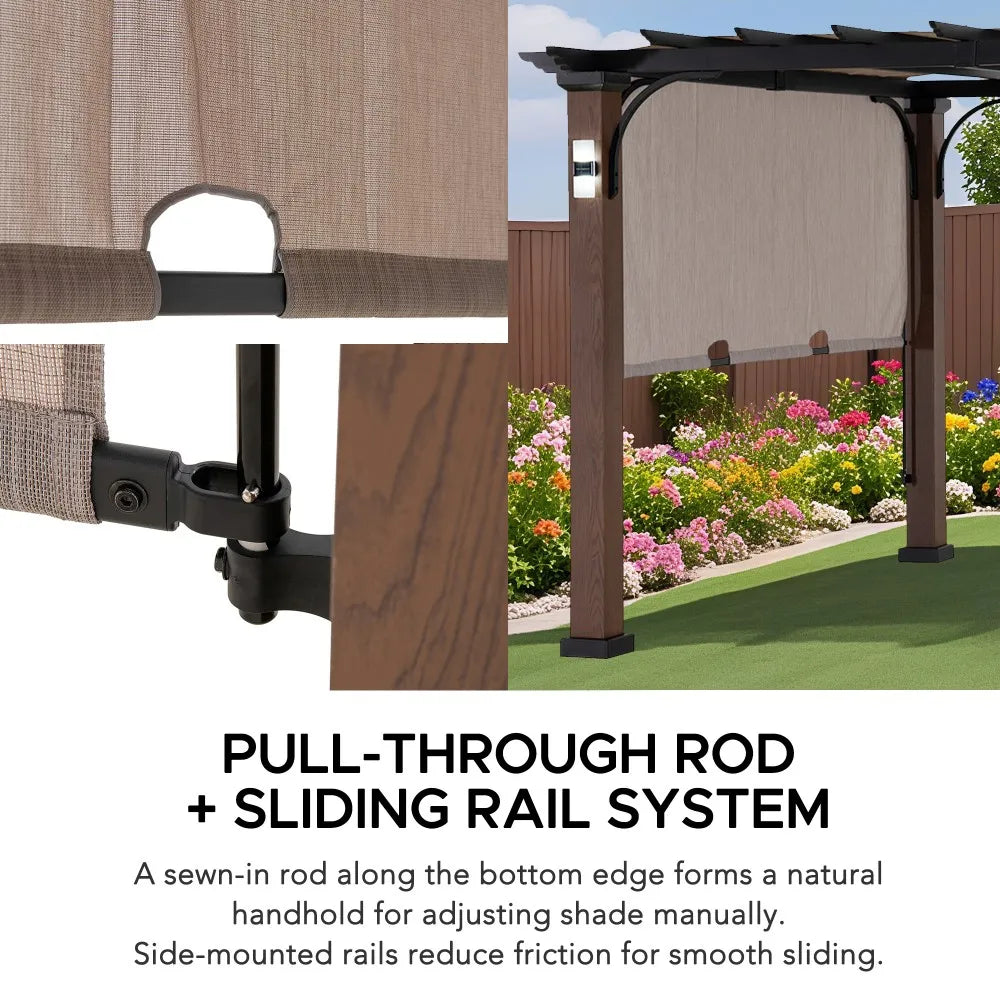 SUNJOY 11x11 Metal Pergola with Roof and Sliding Canopy – Outdoor Garden Pergola with Solar Lights