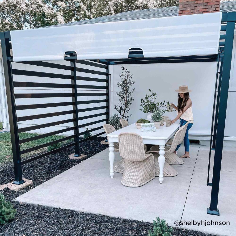 SUNJOY 10x12 Steel Pergola Kit with White Adjustable Canopy.