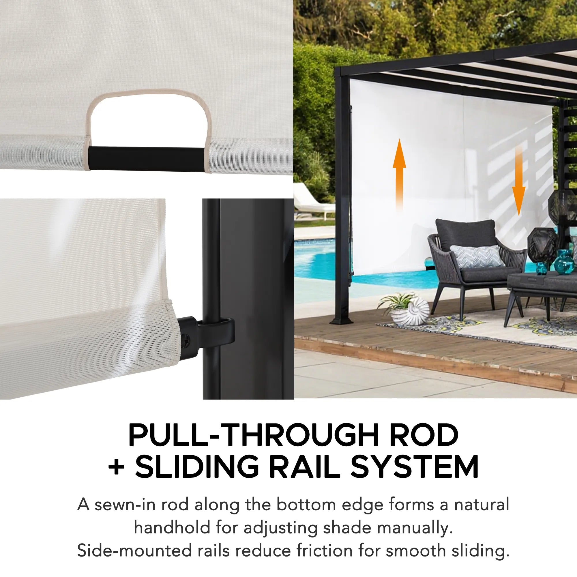 SUNJOY 10x12 Steel Pergola Kit with White Adjustable Canopy.