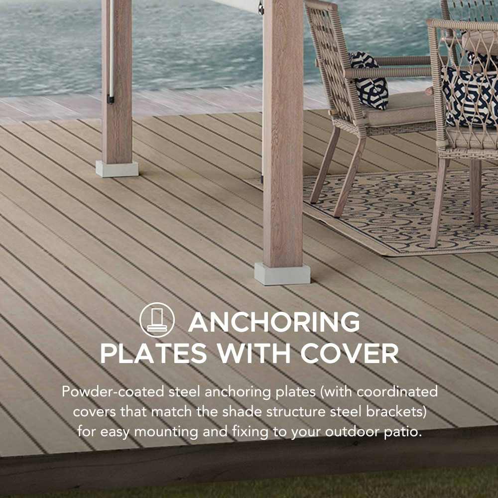 SUNJOY Outdoor Patio 12x14 Modern Metal Pergola Kit with Light Grey Adjustable Canopy