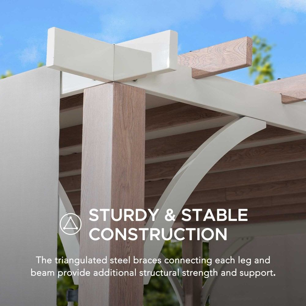 SUNJOY Outdoor Patio 12x14 Modern Metal Pergola Kit with Light Grey Adjustable Canopy