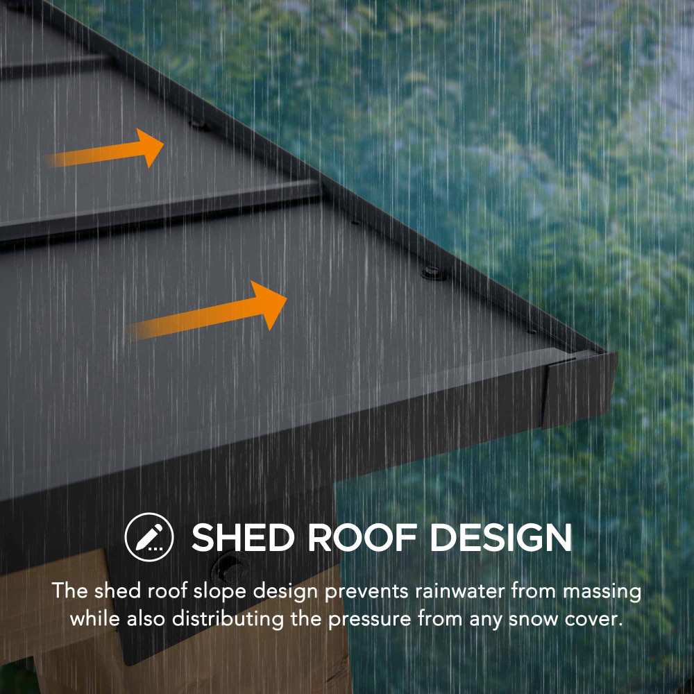 SUNJOY 10x12 Gazebo, Outdoor Patio Wooden Frame Grill Gazebo Backyard BBQ / Hot Tub Gazebo with Steel Roof, Power Port and Bar Shelves