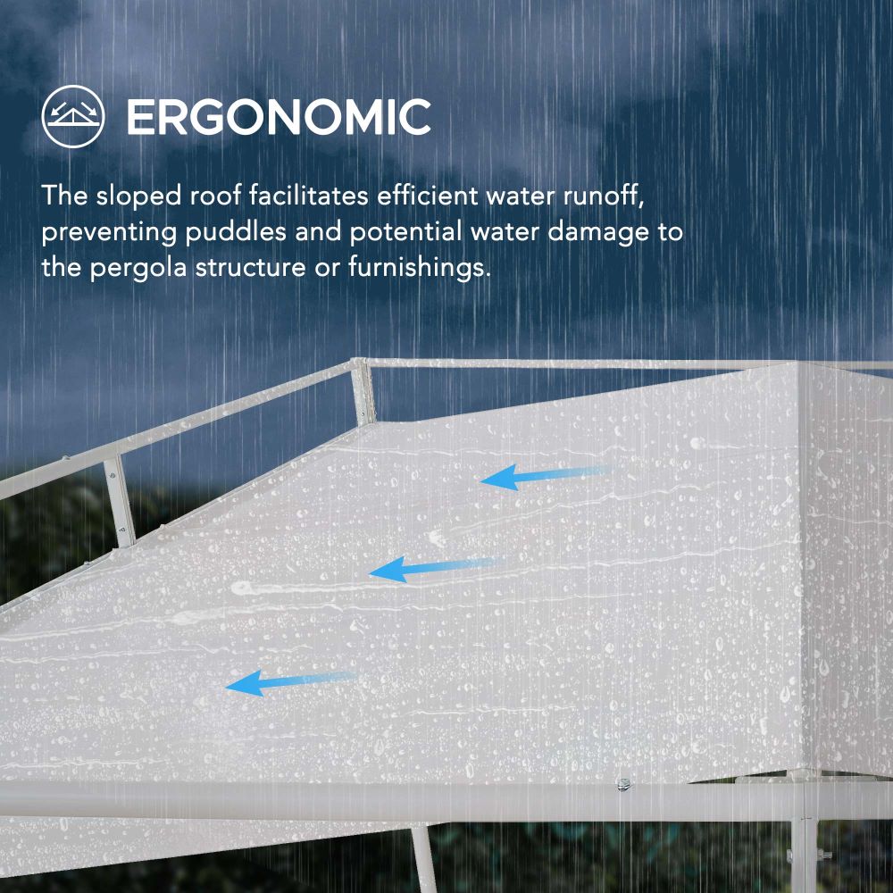 SUNJOY 10x10 Darkeford Metal Pergola with White Sling Fabric Canopy