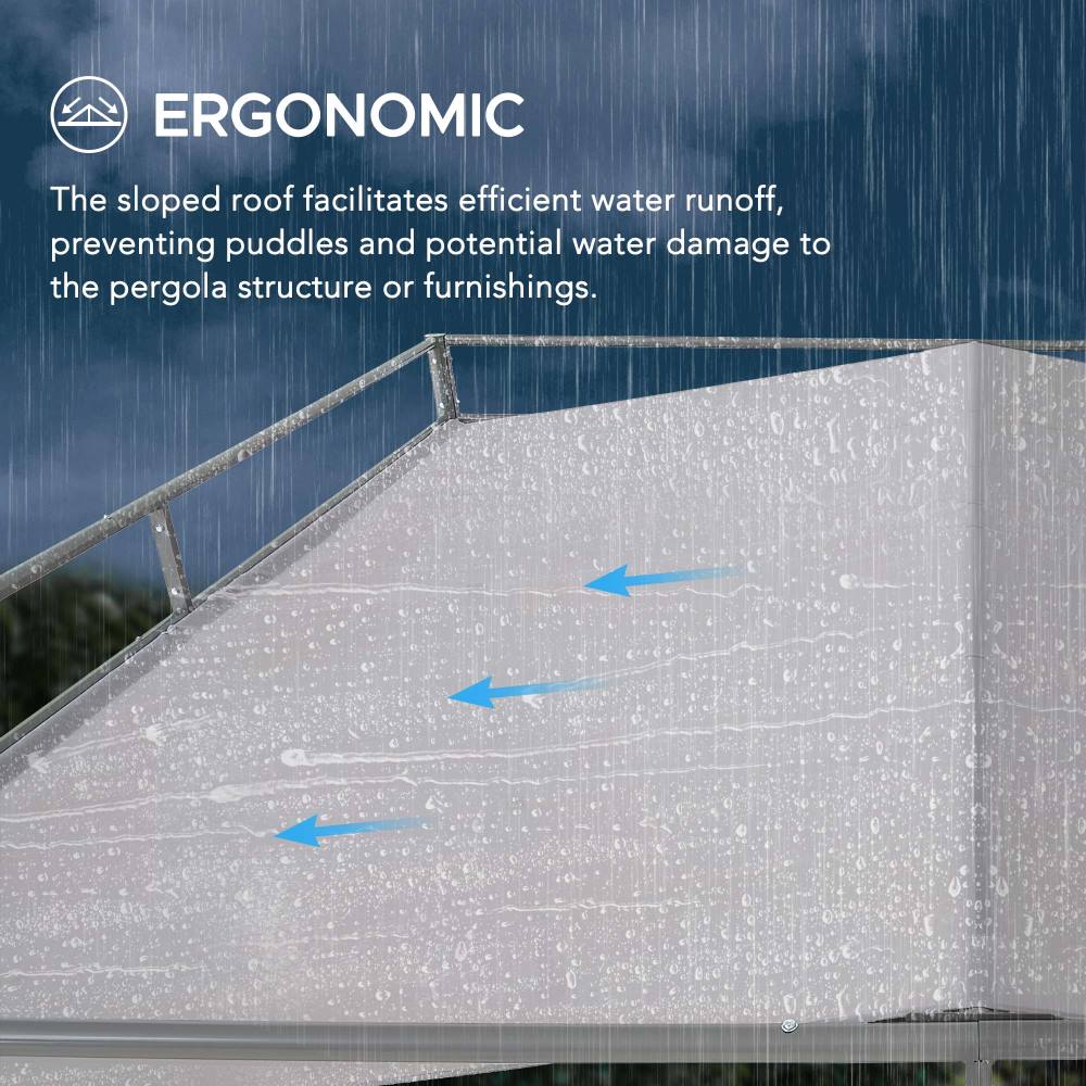 SUNJOY 10x10 Darkeford Metal Pergola with Sling Fabric Canopy - Gray