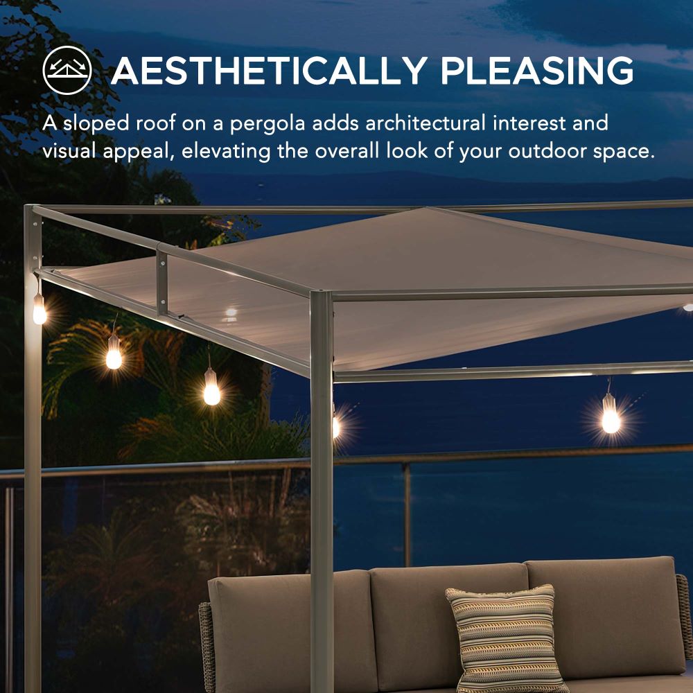 SUNJOY 10x10 Darkeford Metal Pergola with Sling Fabric Canopy - Gray