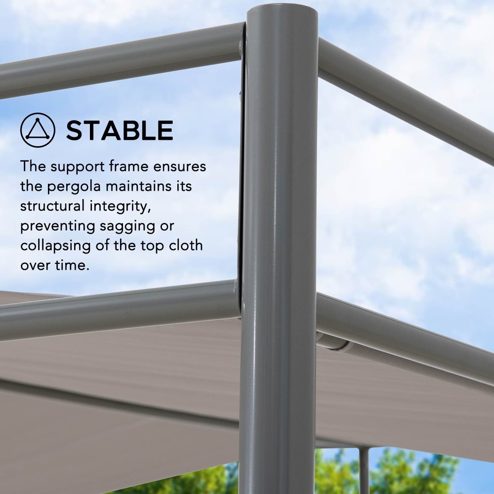 SUNJOY 10x10 Darkeford Metal Pergola with Sling Fabric Canopy - Gray