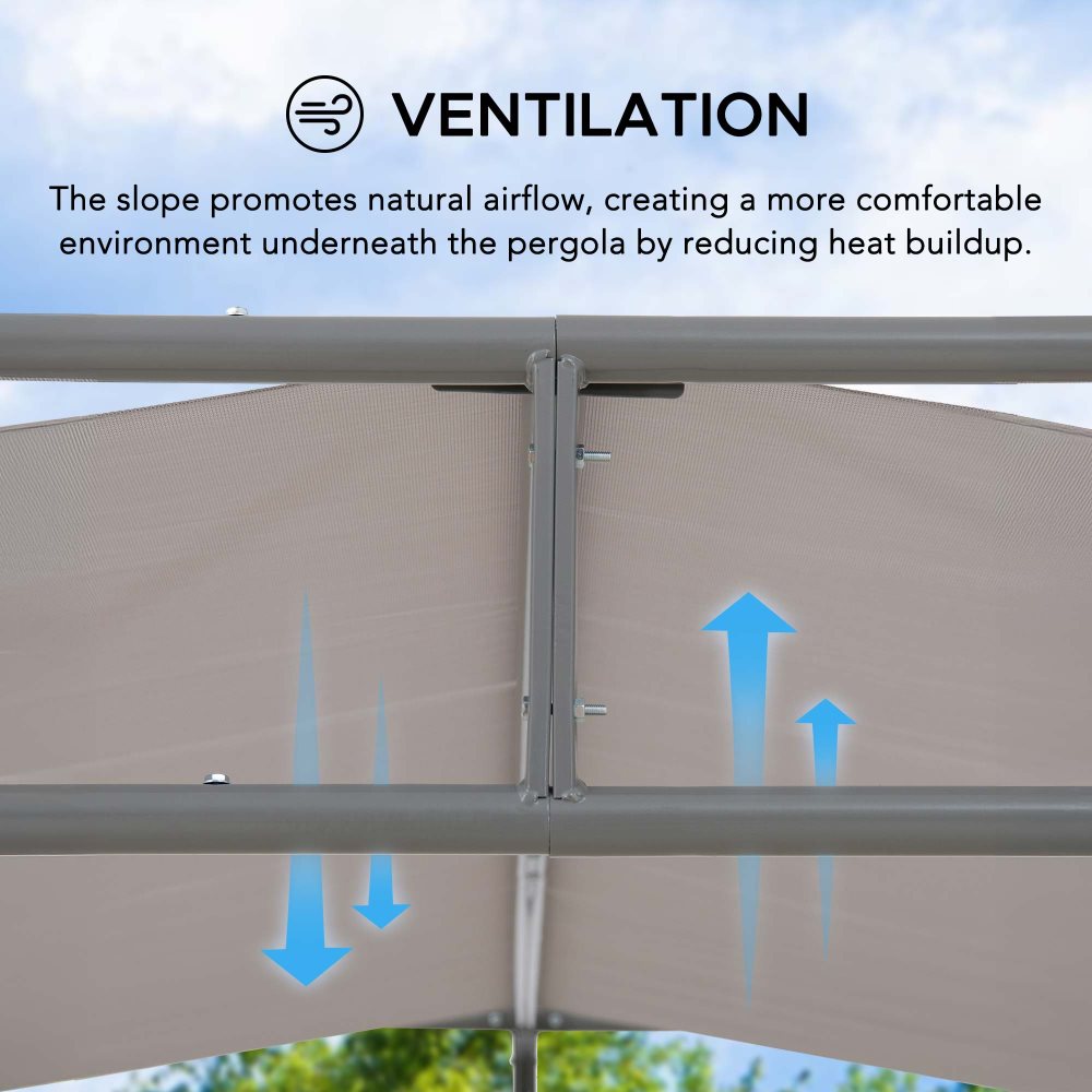 SUNJOY 10x10 Darkeford Metal Pergola with Sling Fabric Canopy - Gray