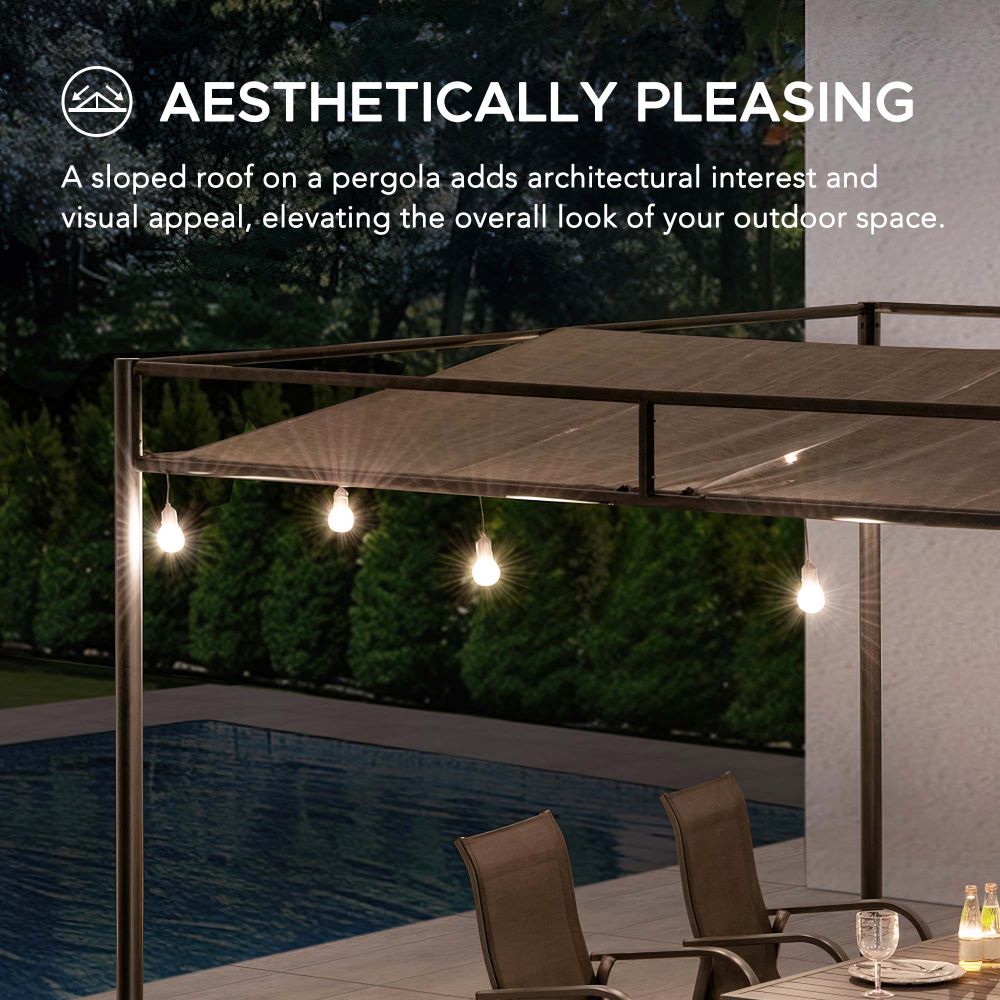 SUNJOY 10x10 Darkeford Metal Pergola with Sling Fabric Canopy - Black