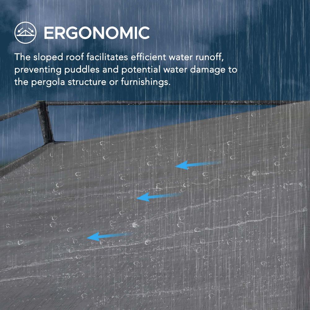 SUNJOY 10x10 Darkeford Metal Pergola with Sling Fabric Canopy - Black