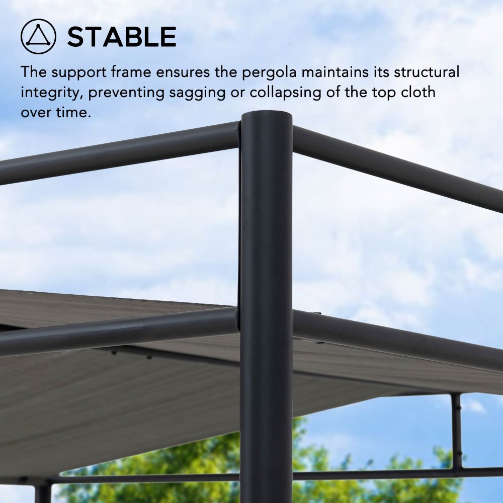 SUNJOY 10x10 Darkeford Metal Pergola with Sling Fabric Canopy - Black