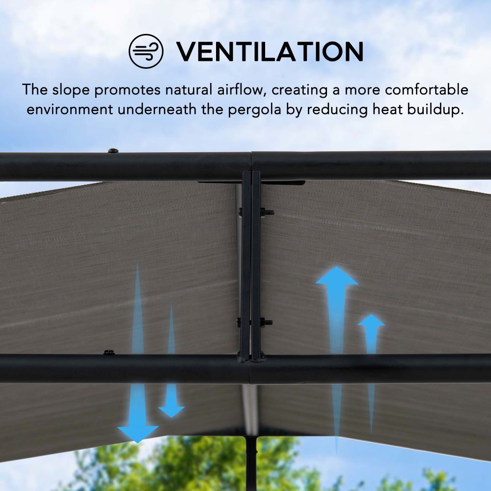 SUNJOY 10x10 Darkeford Metal Pergola with Sling Fabric Canopy - Black