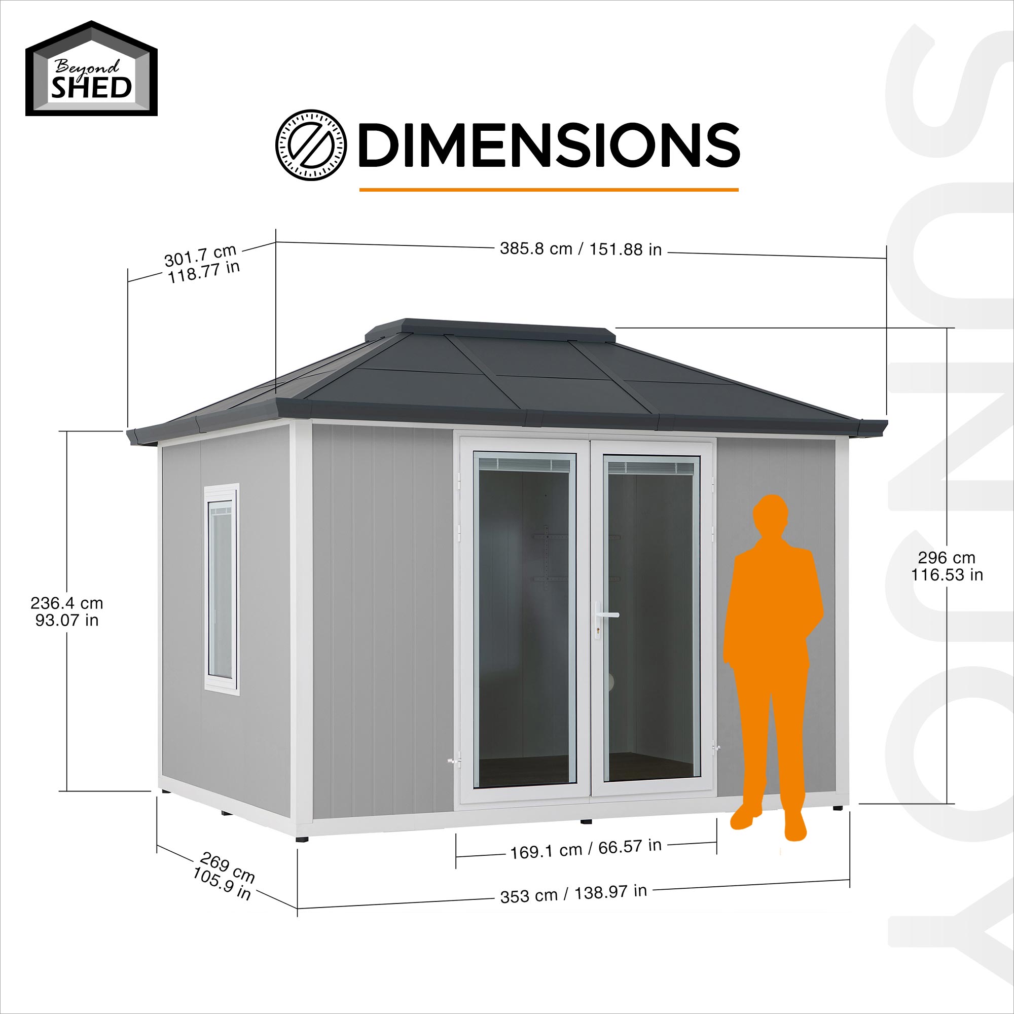 SUNJOY SHED 10x12.6 Backyard Office Shed with Floors, Windows, and Lockable Doors.
