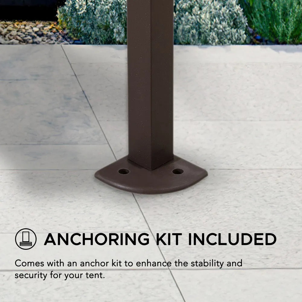 SUNJOY 11x11 Pop Up Gazebo, Outdoor Patio Steel Gazebo, 2-Tier Backyard Portable Gazebo with Netting