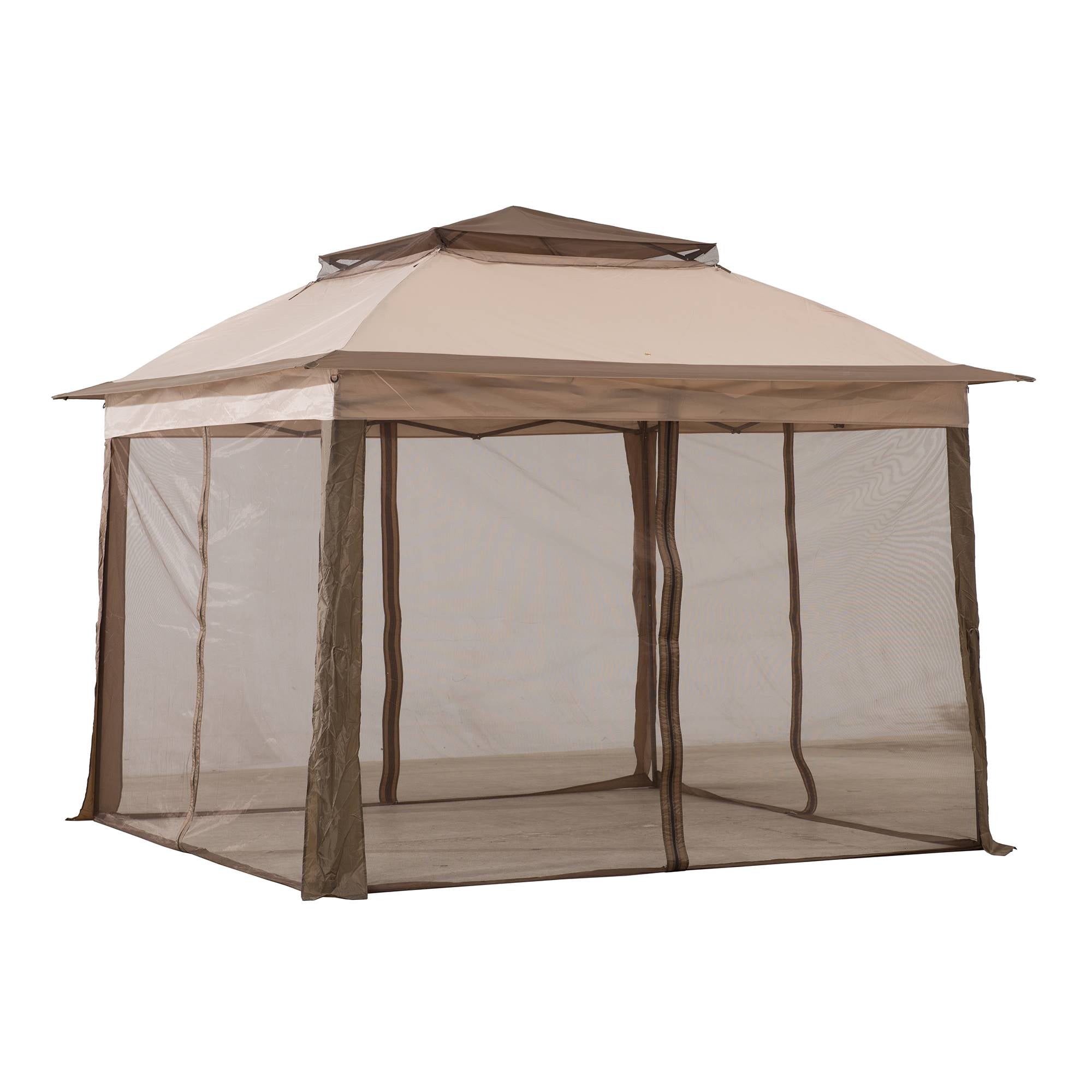SUNJOY 11x11 Pop Up Gazebo, Outdoor Patio Steel Gazebo, 2-Tier Backyard Portable Gazebo with Netting