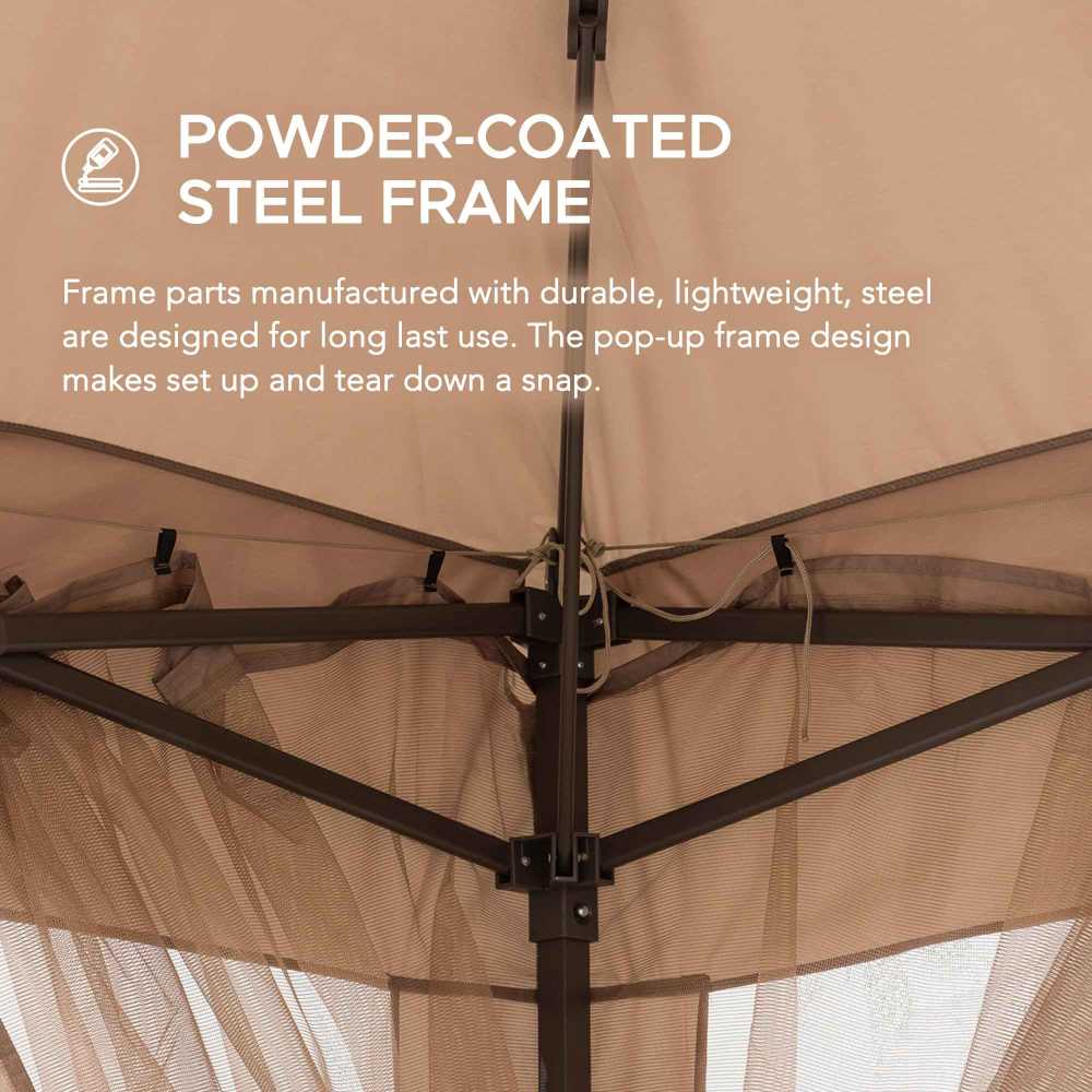 SUNJOY 11x11 Pop Up Gazebo, Outdoor Patio Steel Gazebo, 2-Tier Backyard Portable Gazebo with Netting