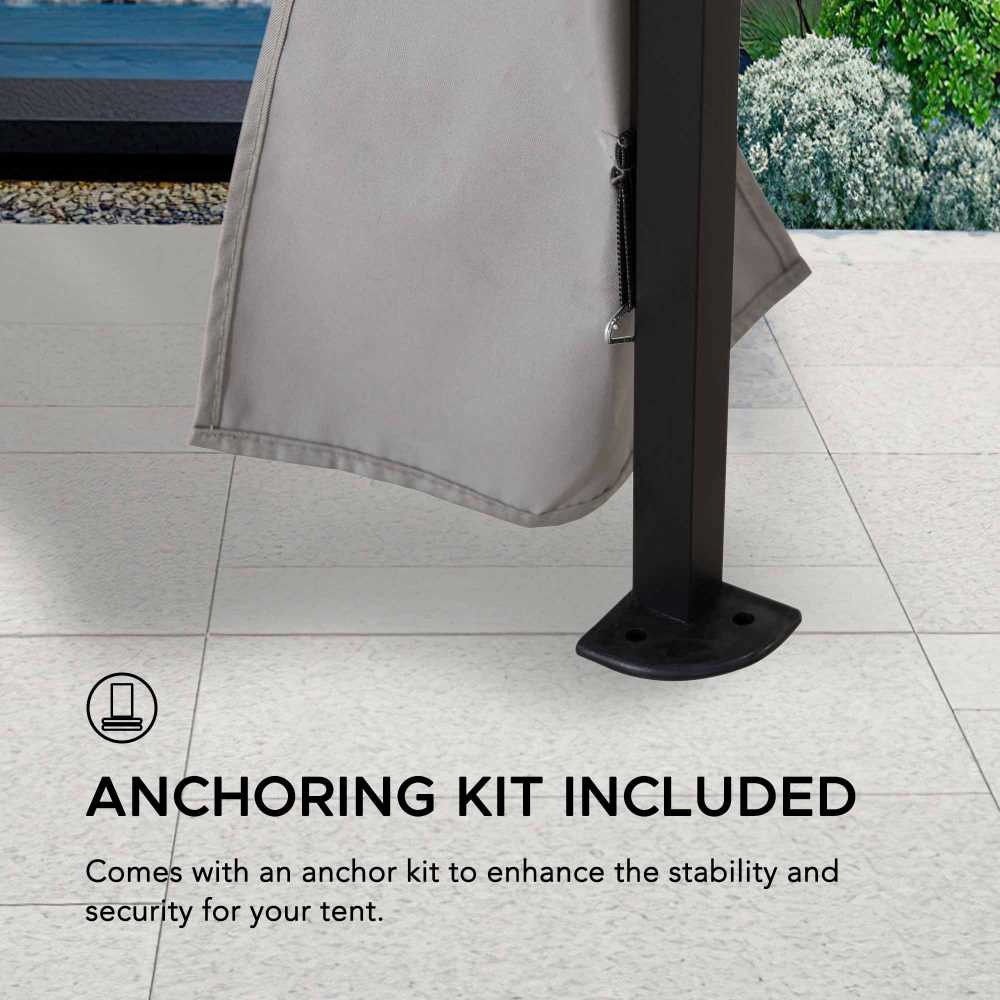 SUNJOY 11x11 Pop Up Gazebo, Outdoor Patio Steel Gazebo, 2-Tier Backyard Portable Gazebo with Netting