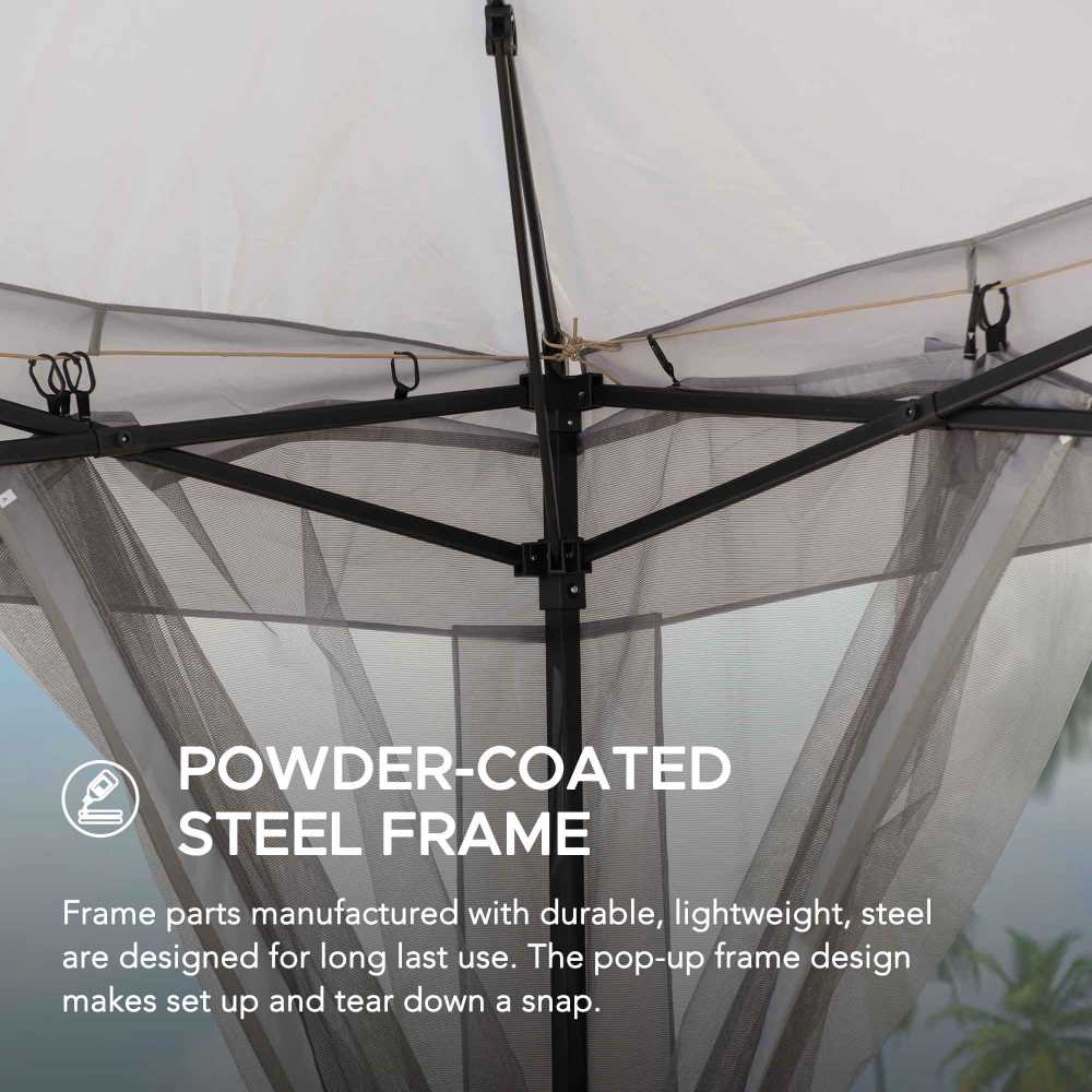 SUNJOY 11x11 Pop Up Gazebo, Outdoor Patio Steel Gazebo, 2-Tier Backyard Portable Gazebo with Netting