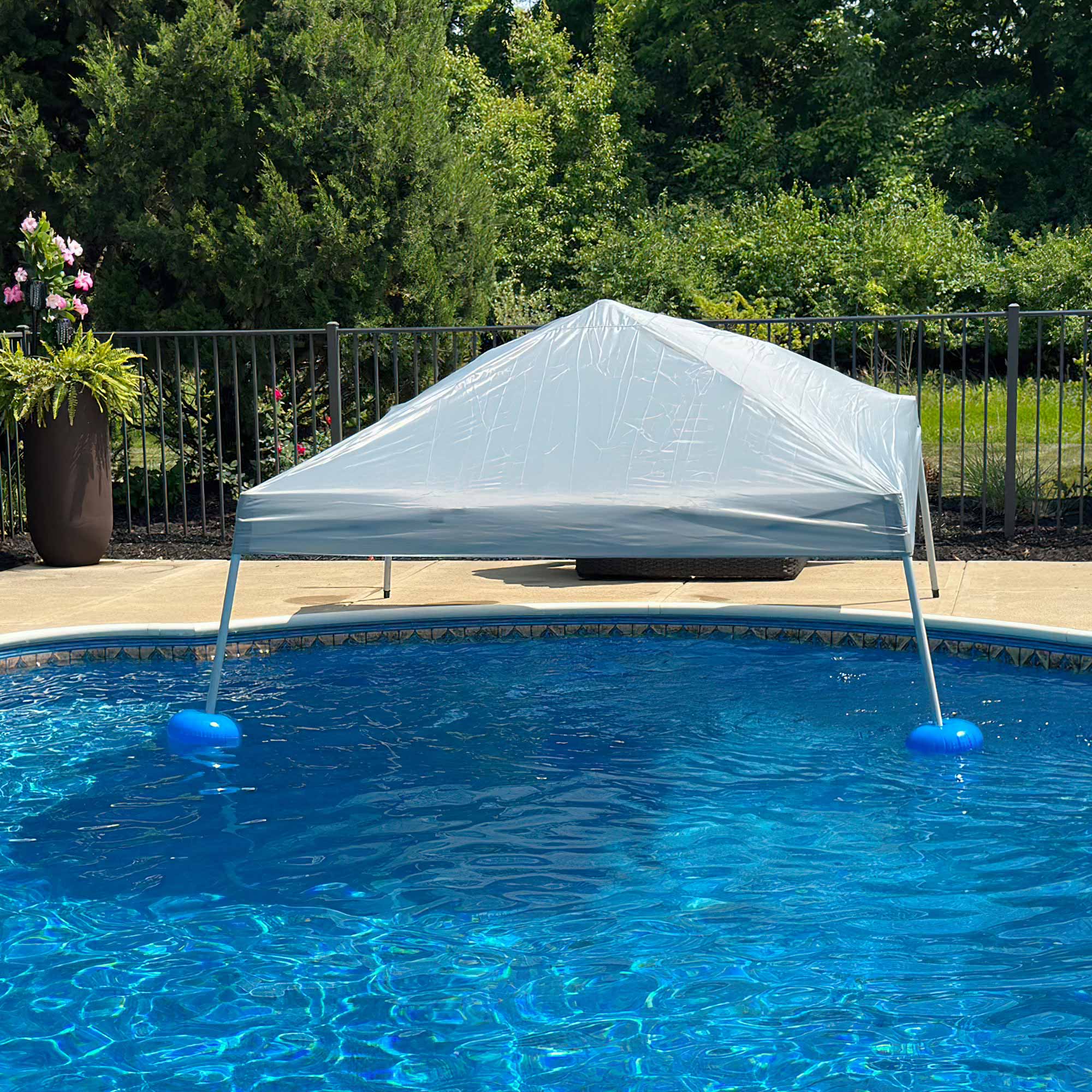 SUNJOY 10x10 Floating Pool Gazebo with PVC Floats and Carry Bag.
