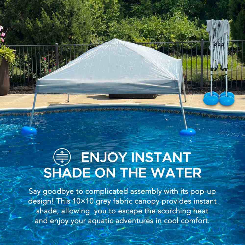 SUNJOY 10x10 Floating Pool Gazebo with PVC Floats and Carry Bag.