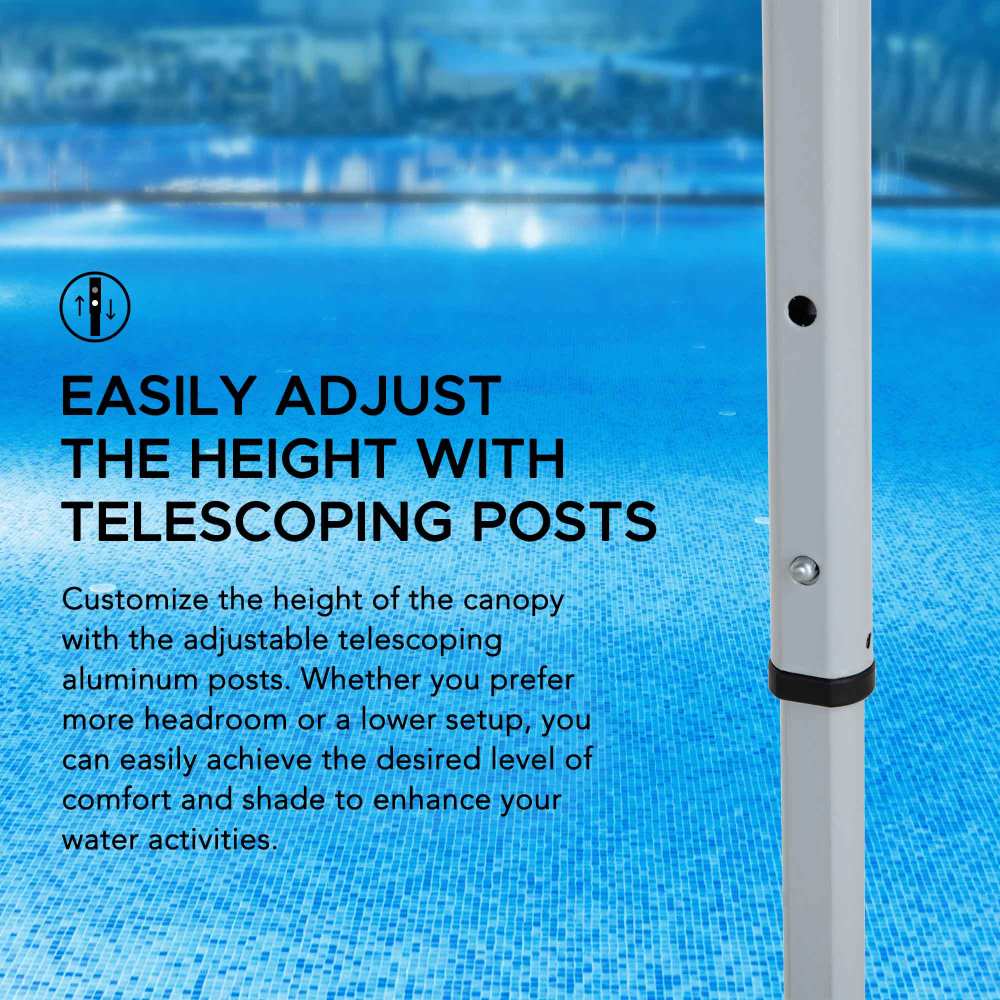 SUNJOY 10x10 Floating Pool Gazebo with PVC Floats and Carry Bag - Navy