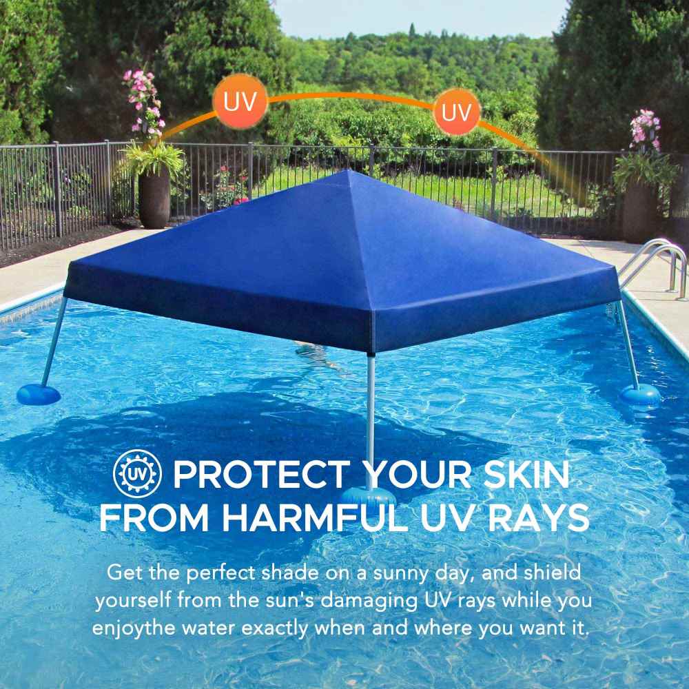 SUNJOY 10x10 Floating Pool Gazebo with PVC Floats and Carry Bag - Navy
