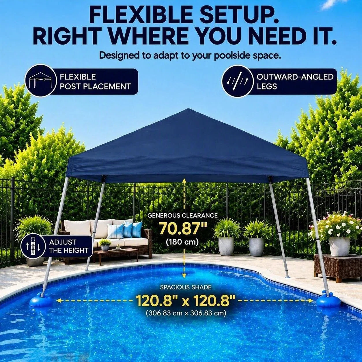 Tonnelle flottante SUNJOY 10x10 avec flotteurs en PVC et sac de transport - Bleu marine