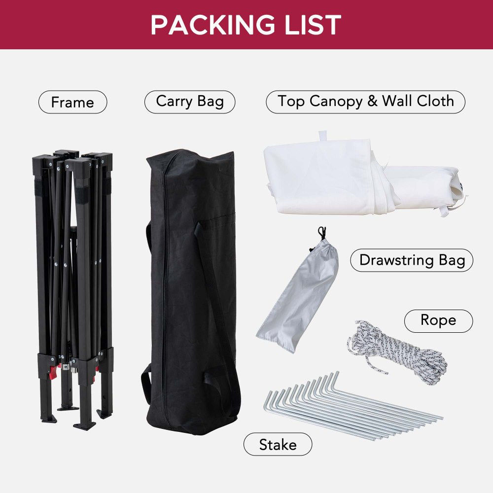 SUNJOY 4x4 Pop-Up Canopy Tent, Outdoor Tool-Free Pop-Up Gazebo with Sidewalls