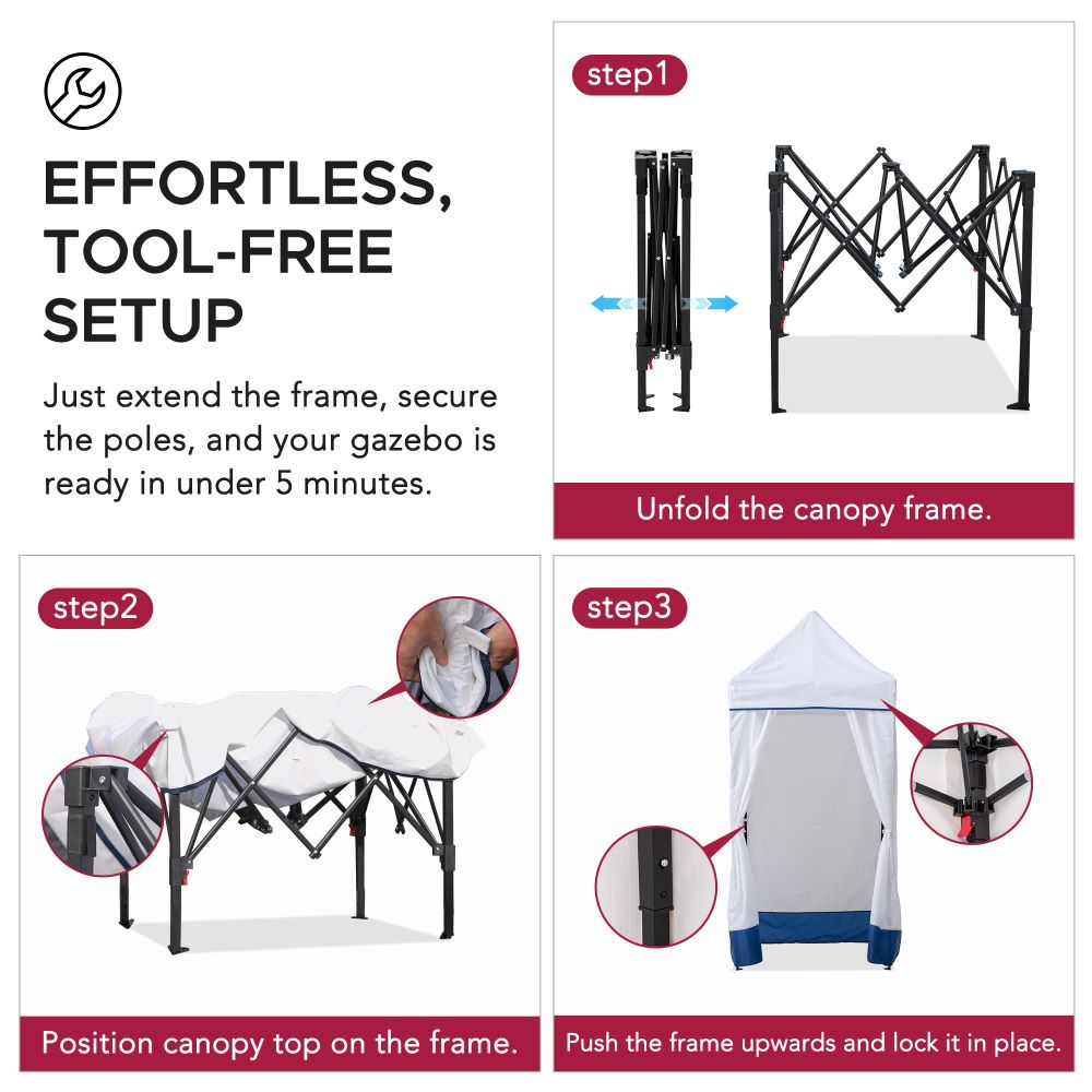 SUNJOY 4x4 Pop-Up Canopy Tent, Outdoor Tool-Free Pop-Up Gazebo with Sidewalls