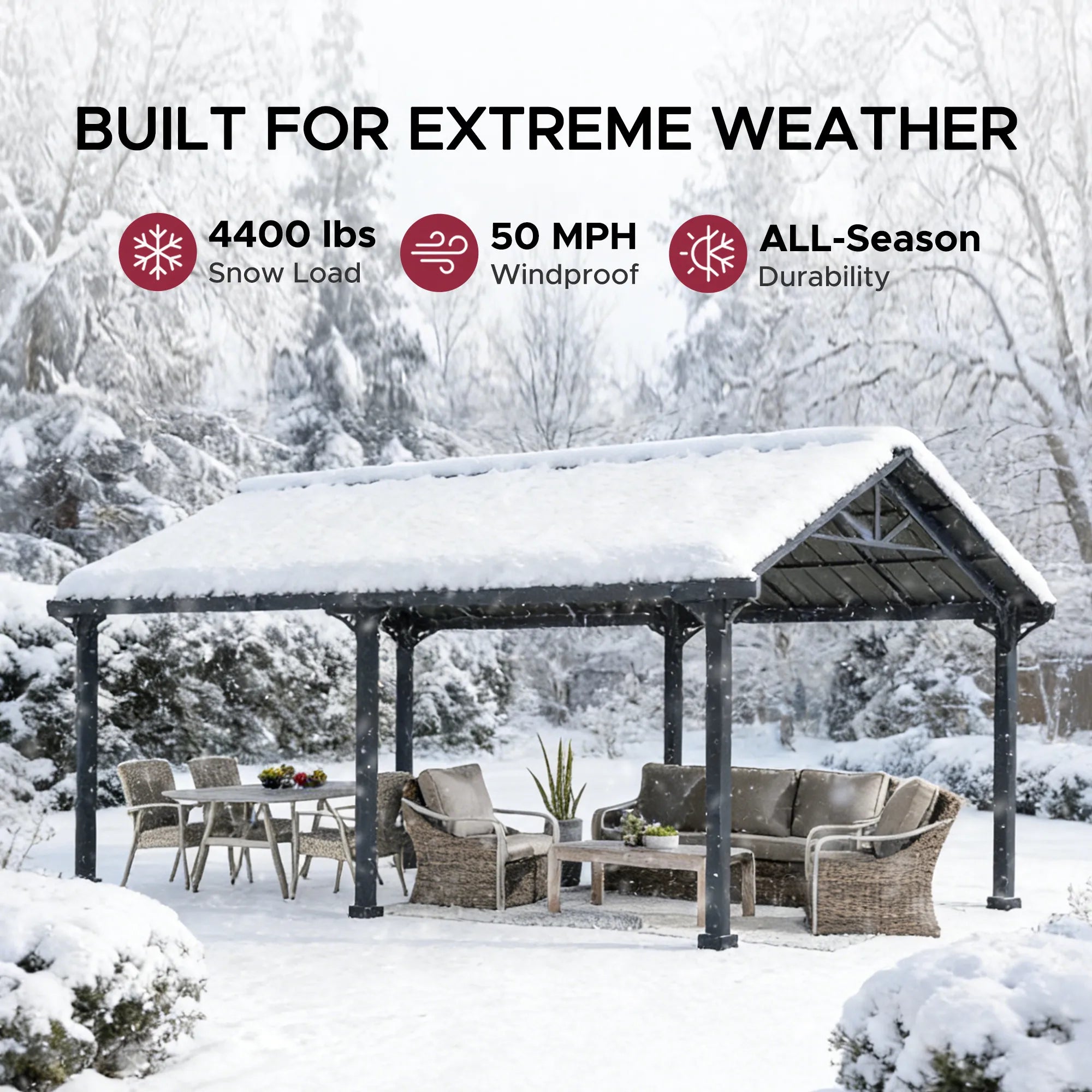 SUNJOY 12x20 Metal Carport Heavy-Duty Steel Gable Roof Gazebo with 2 Ceiling Hooks