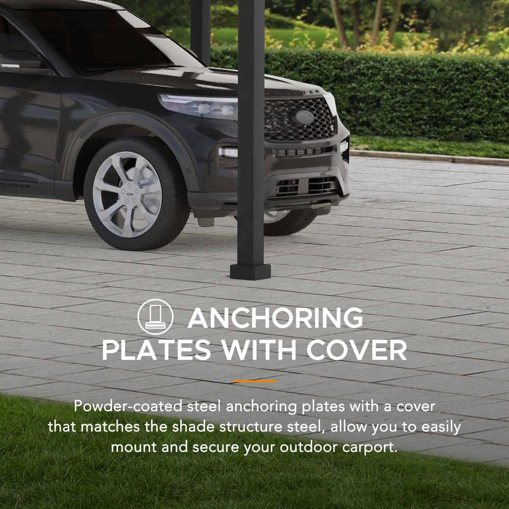 SUNJOY 12x20 Metal Carport, Black Steel Gable Roof Gazebo, Outdoor Living Pavilion with 2 Ceiling Hooks