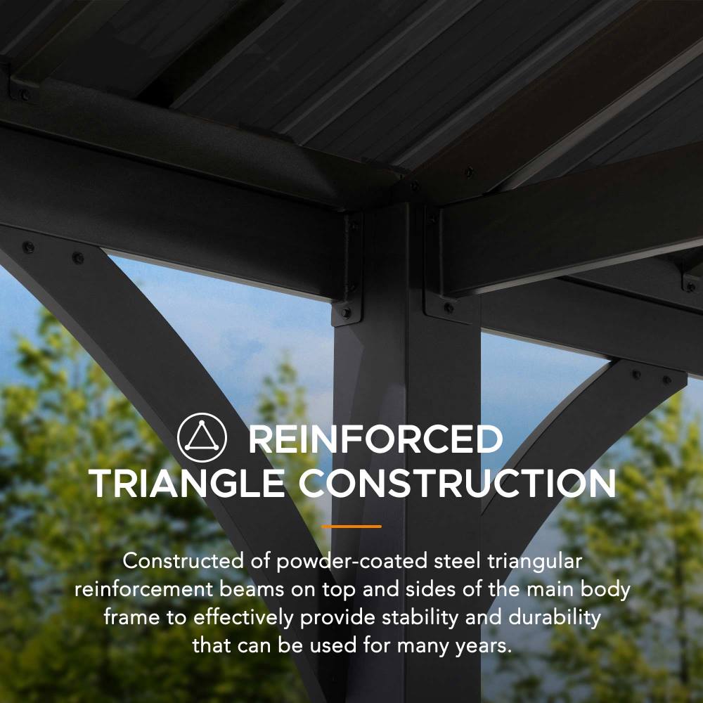 SUNJOY 20x14 Steel Carport Sturdy Gazebo with 2 Ceiling Hooks.