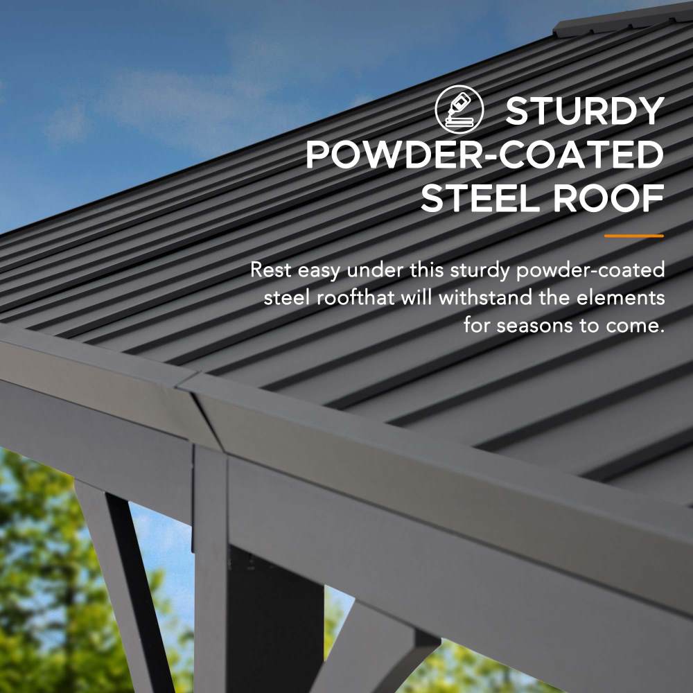 SUNJOY 20x14 Steel Carport Sturdy Gazebo with 2 Ceiling Hooks.