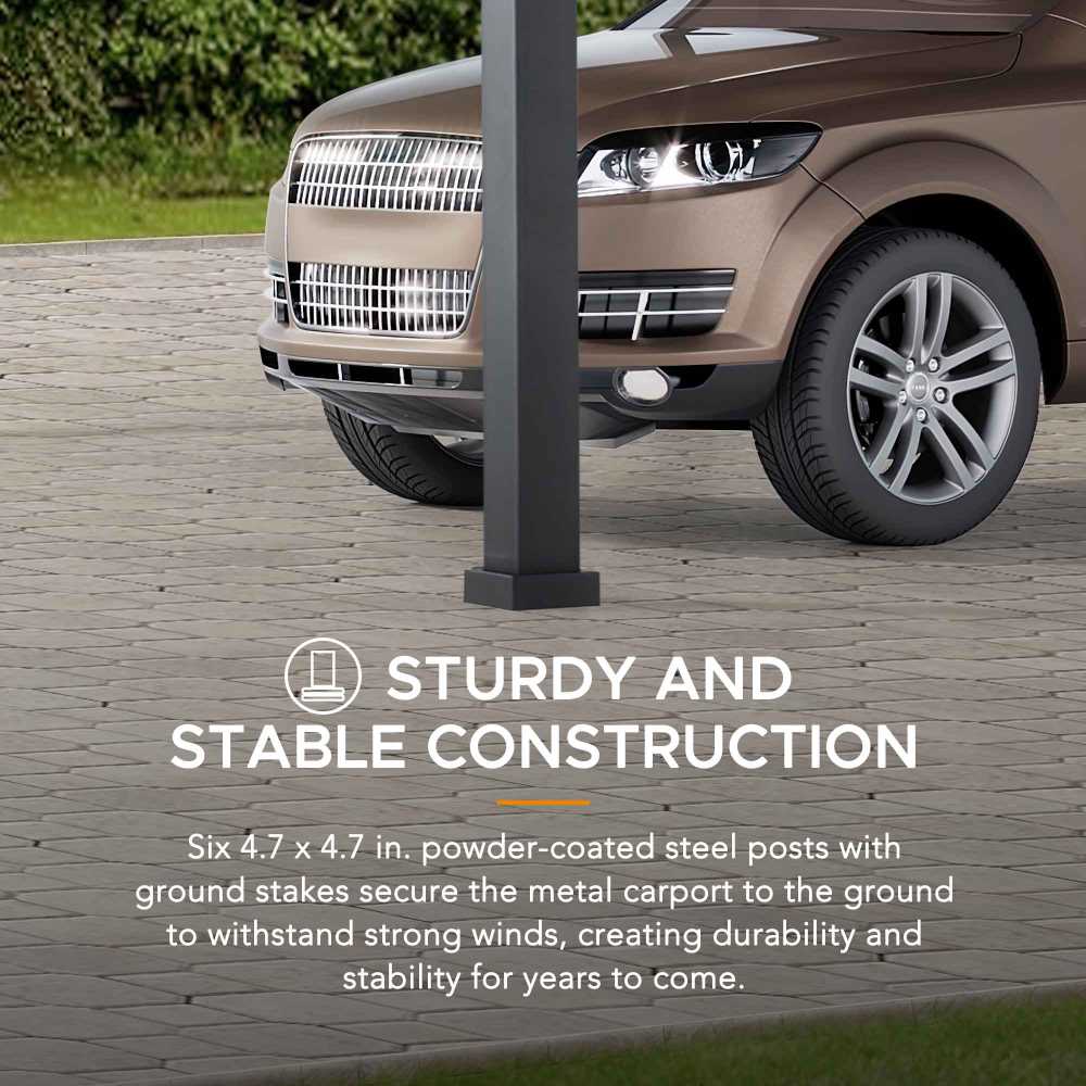 SUNJOY 20x14 Steel Carport Sturdy Gazebo with 2 Ceiling Hooks.