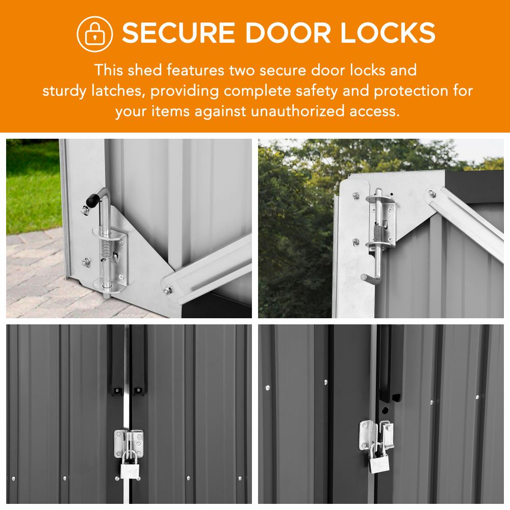 SUNJOY 13x20 Metal Shed Kits with Lockable Doors and Vents - Dark Gray