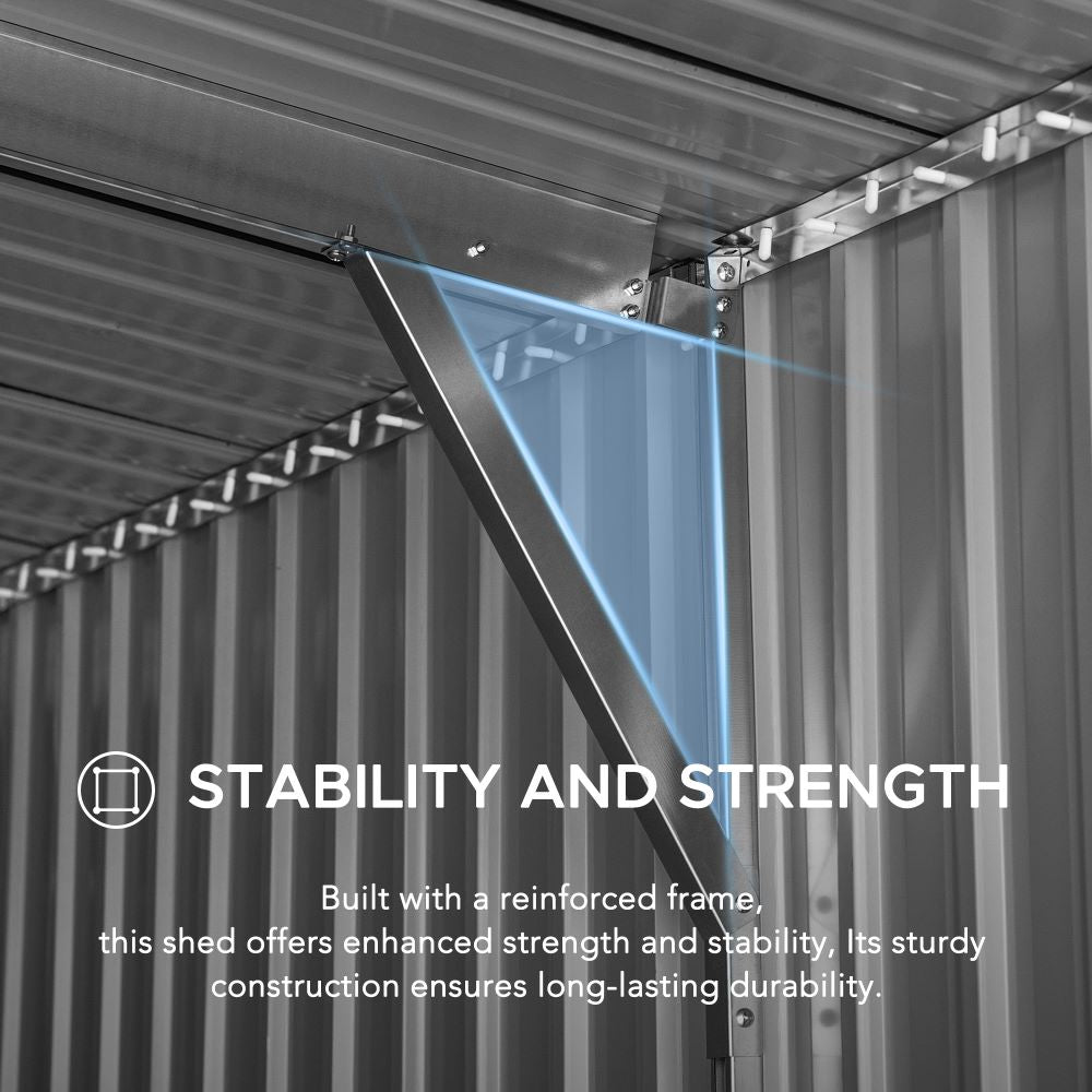 SUNJOY 13x20 Metal Shed Kits with Lockable Doors and Vents - Dark Gray