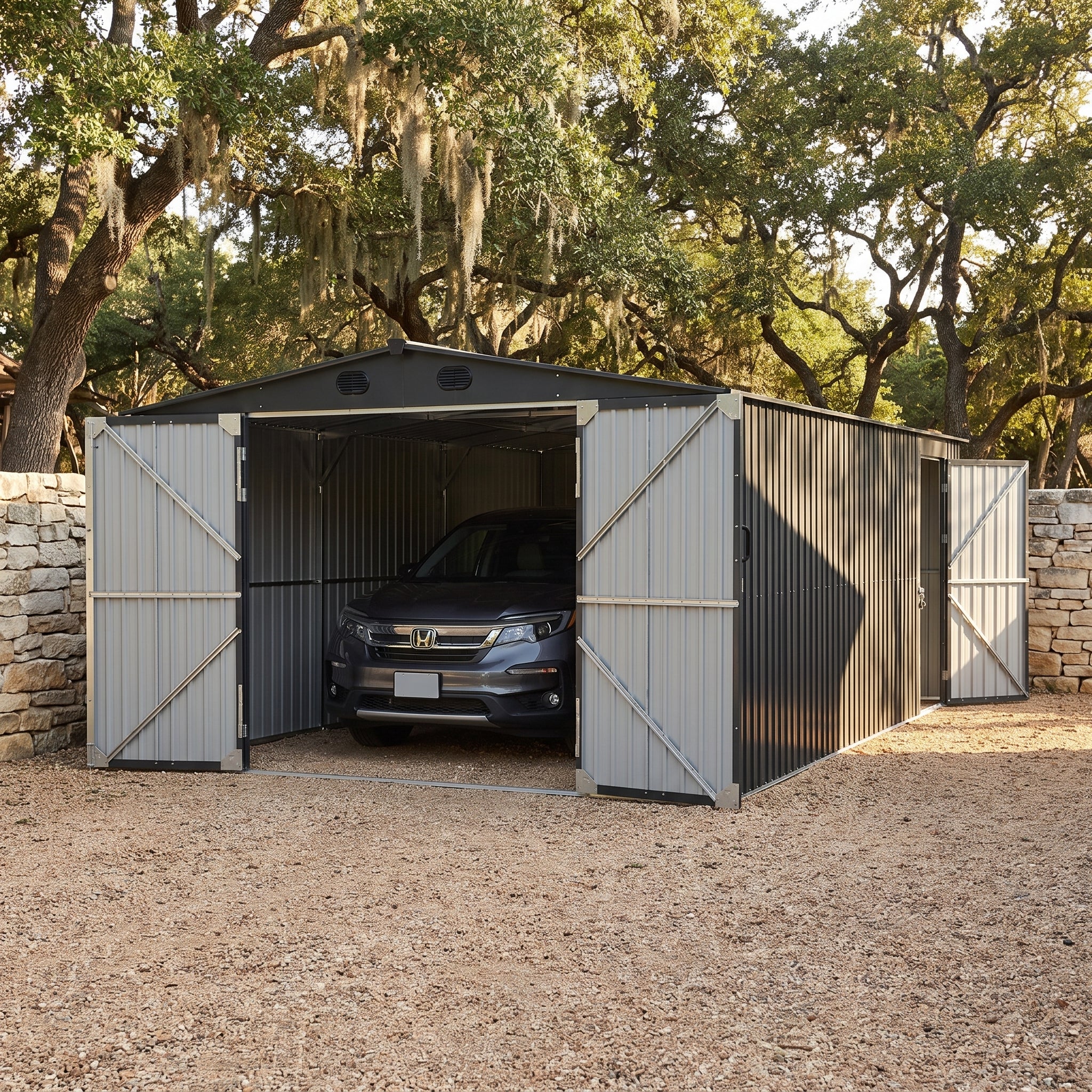 Fortress Maxi Storage Shed - Dark Gray, 13x20