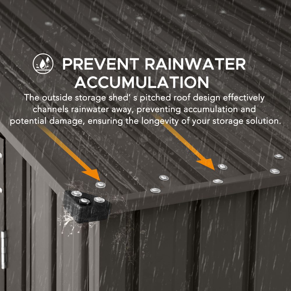 SUNJOY 13x20 Metal Shed Kits with Lockable Doors and Vents - Tan