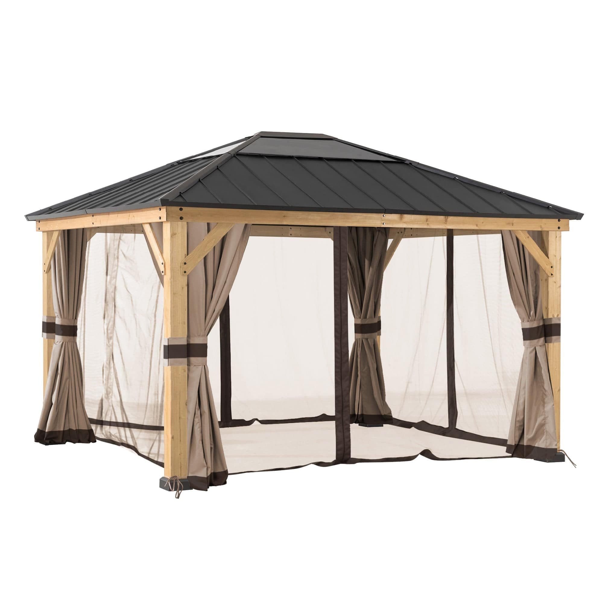 Sunjoy Replacement Universal Curtains and Mosquito Netting for 13 ft. ¡Á 15 ft. Wood-Framed Gazebos.