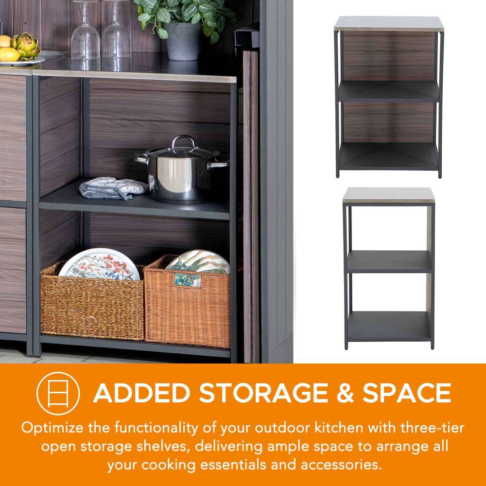 SUNJOY Fleetwood Outdoor Grill Kitchen with Outdoor Kitchen Cabinets, Shelves, and Sink Options - Outdoor Kitchen Shelf