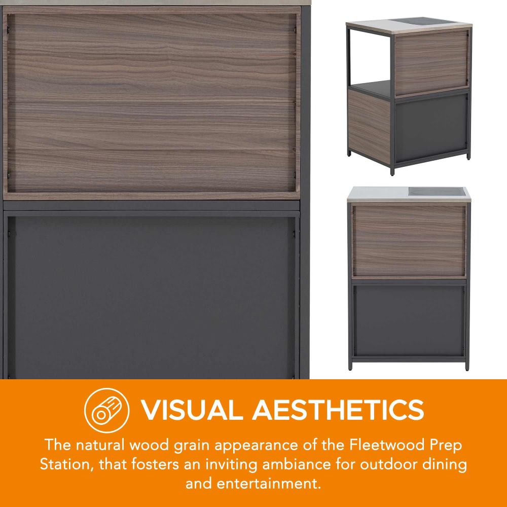 SUNJOY Outdoor Kitchen Island Counter Cabinet with Stainless Steel Countertop & Open Storage Shelf & Cabinet