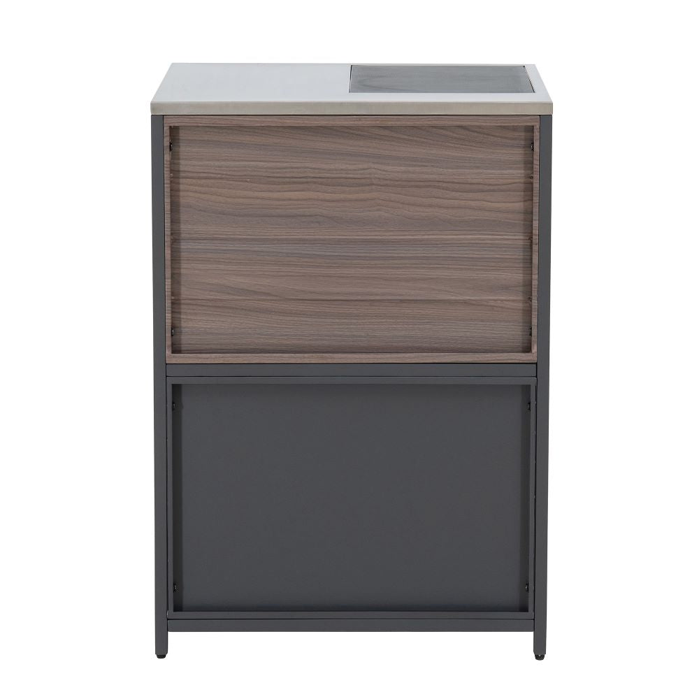 SUNJOY Outdoor Kitchen Island Counter Cabinet with Stainless Steel Countertop & Open Storage Shelf & Cabinet