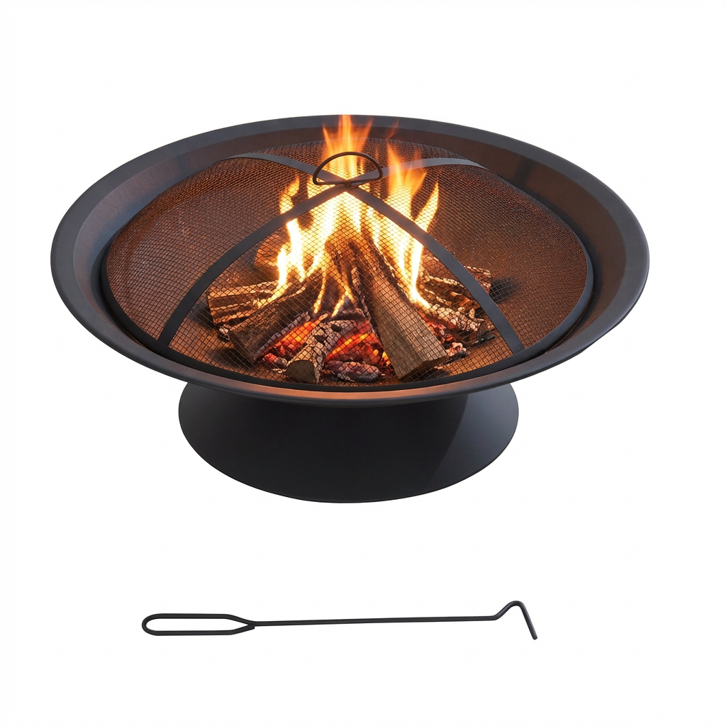 Elements Outdoor Fire Bowl 29", with Drainage Hole & Fire Poker