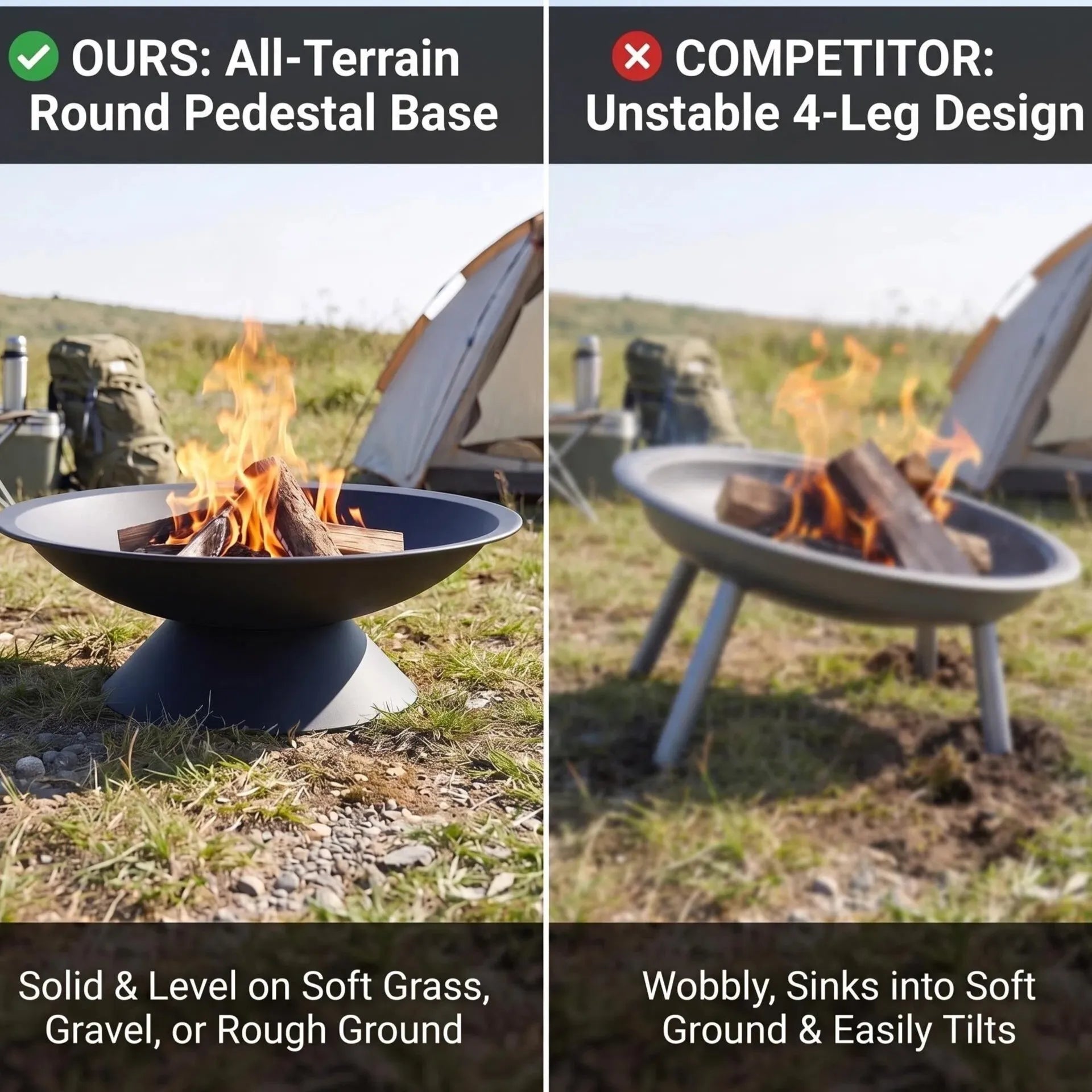 Elements Outdoor Fire Bowl 29", with Drainage Hole & Fire Poker