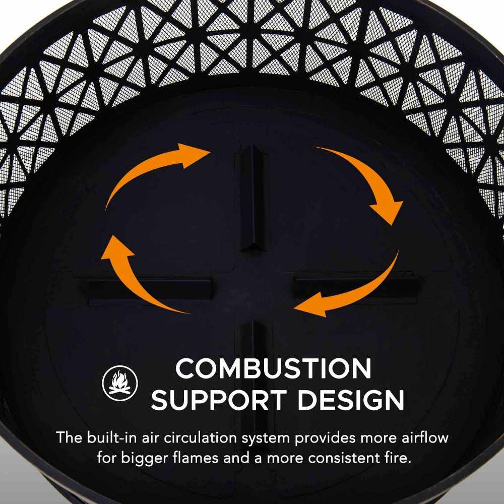 SUNJOY 30 Inch Outdoor Fire Pit Black Steel Patio Fire Pit Backyard Wood Burning Fire Pit with Spark Screen and Fire Poker