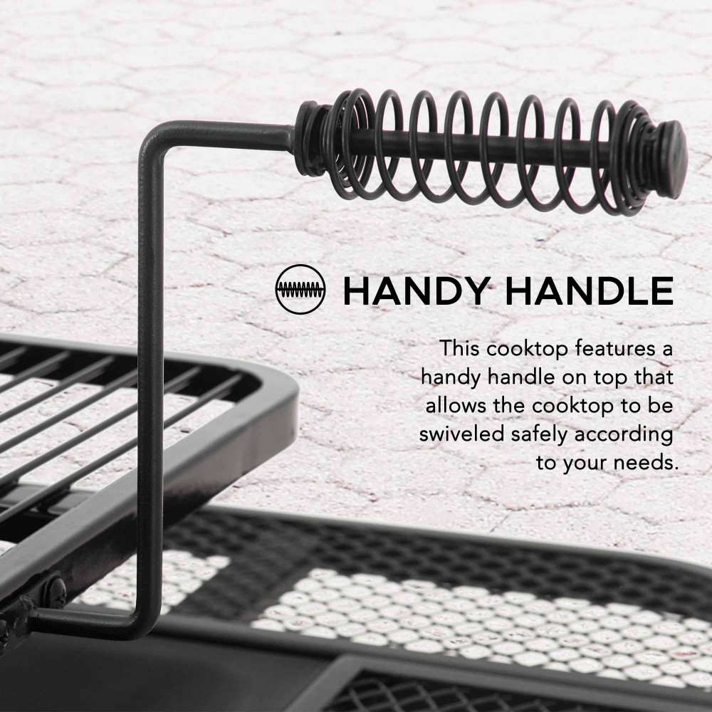 SUNJOY 38 Inch Outdoor Fire Pit Black Steel Patio Fire Pit Large Wood Burning Fire Pit with Adjustable Grill and Fire Poker