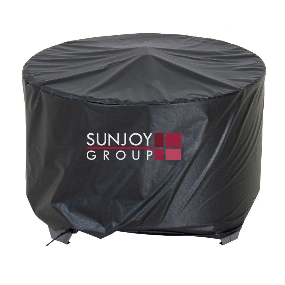 SUNJOY 26 Inch Fire Pit Outdoor Patio Wood Burning Fire Pit with PVC Cover - Gray