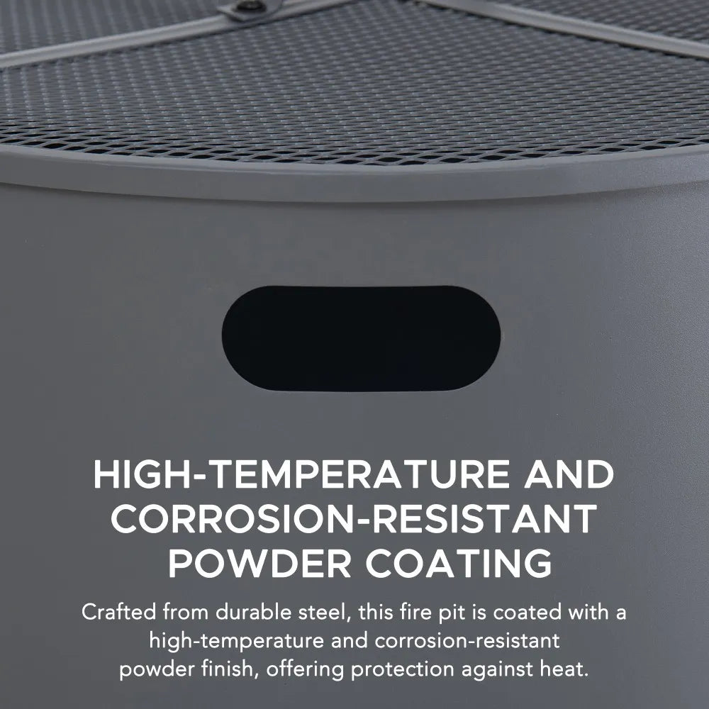 SUNJOY 26 Inch Fire Pit Outdoor Patio Wood Burning Fire Pit with PVC Cover - Gray